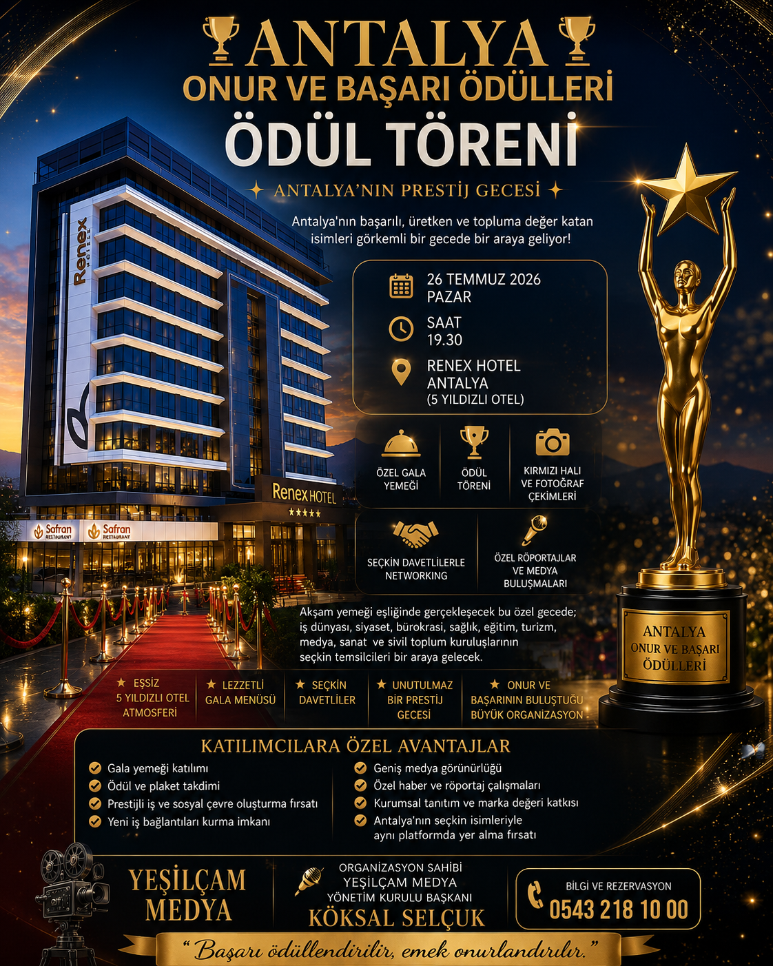 Antalya, Onur ve Başarı Gecesinde Buluşuyor