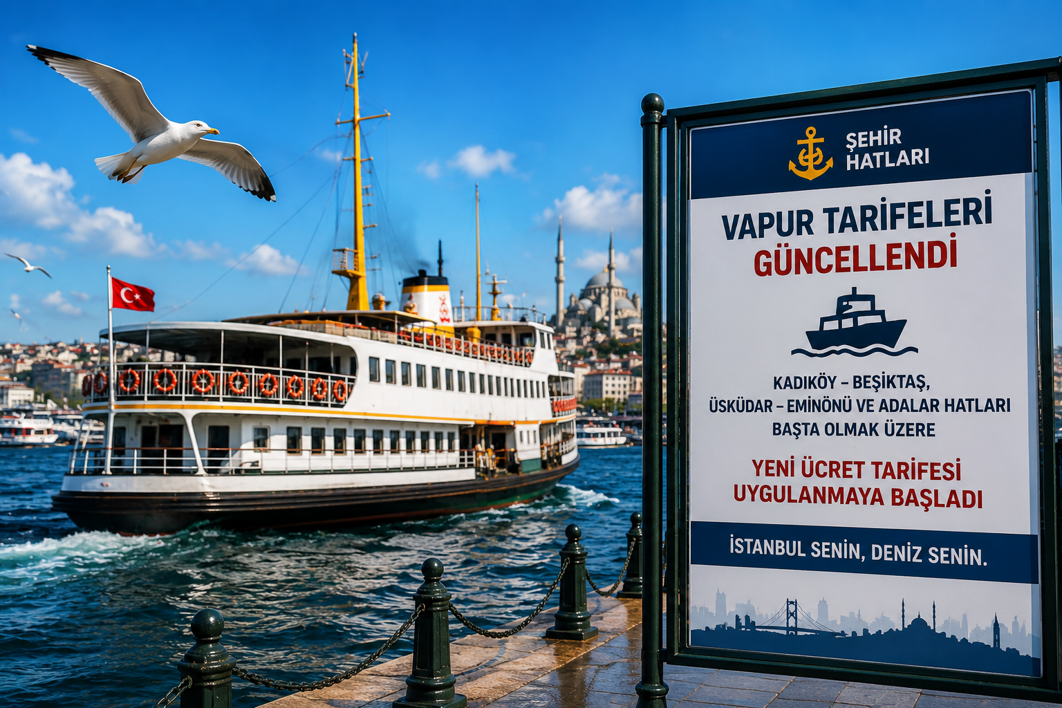 İstanbul'da Vapur Ücretleri Güncellendi: Yeni Tarife Uygulanmaya Başladı